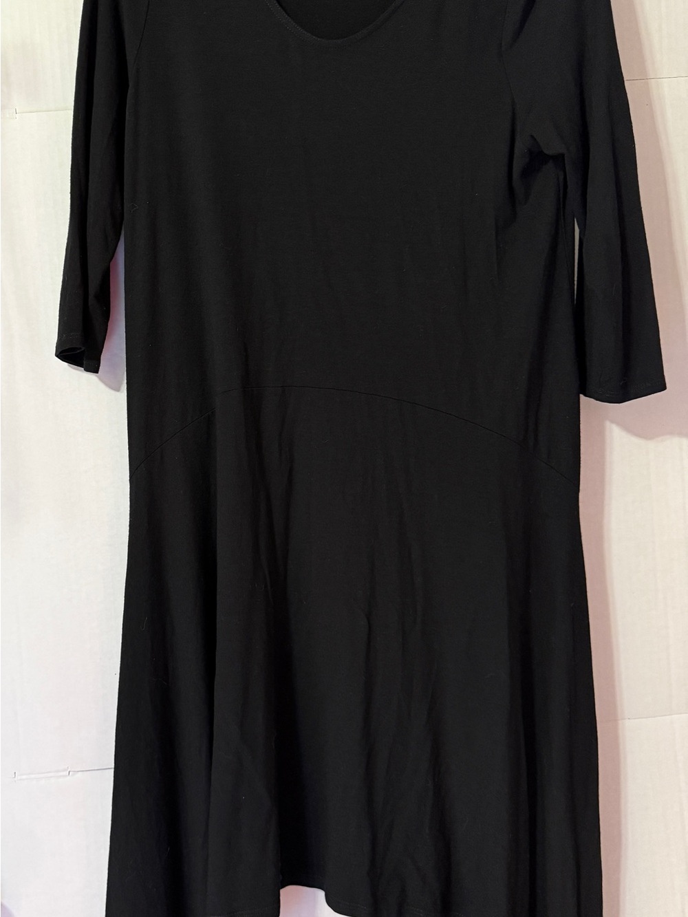 Eileen Fisher Black Long Sleeve Scoop Neck Dress